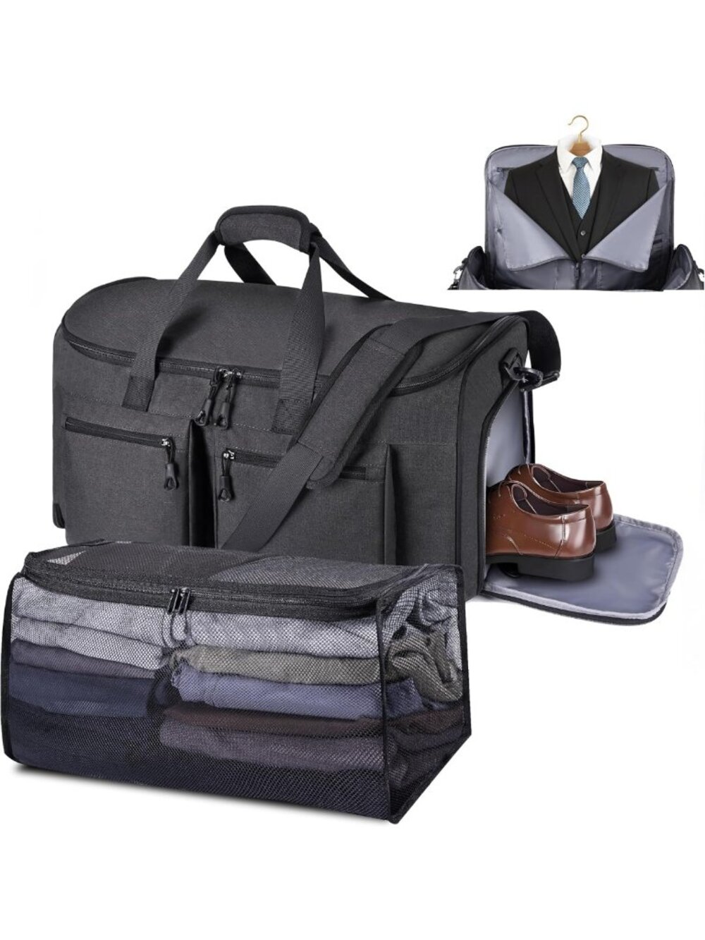 2-in-1 Travel Garment Duffle Bag for Men - Stylish Carry-On Luggage